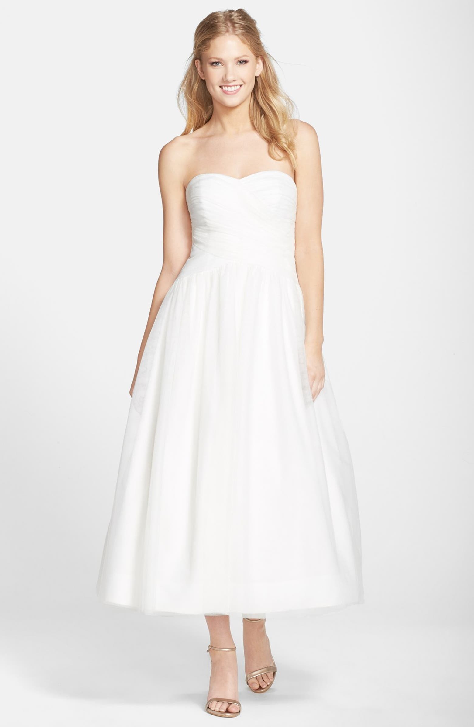Monique Lhuillier Bridesmaids Tulle Tea-Length Dress | Nordstrom
