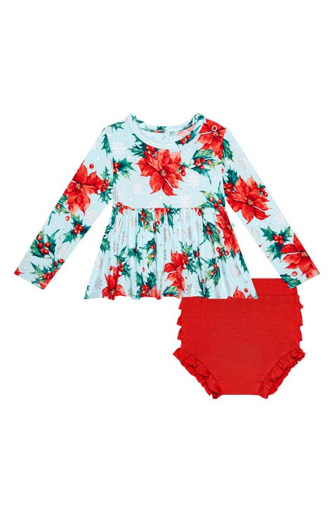 Kids' Winter Lily Peplum Long Sleeve Dress & Bloomers Set (Baby)