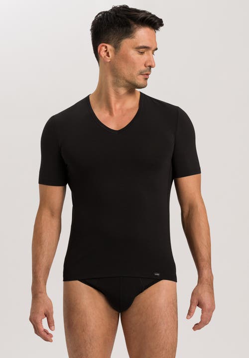 Shop Hanro Natural Function V-neck T-shirt In Black