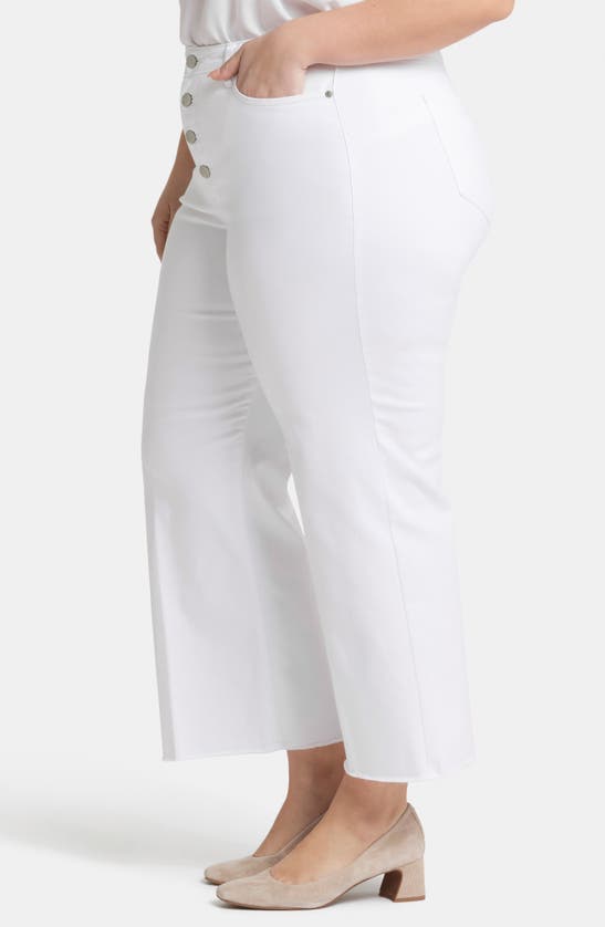Nydj Teresa Exposed Button High Waist Ankle Wide Leg Jeans In Optic White