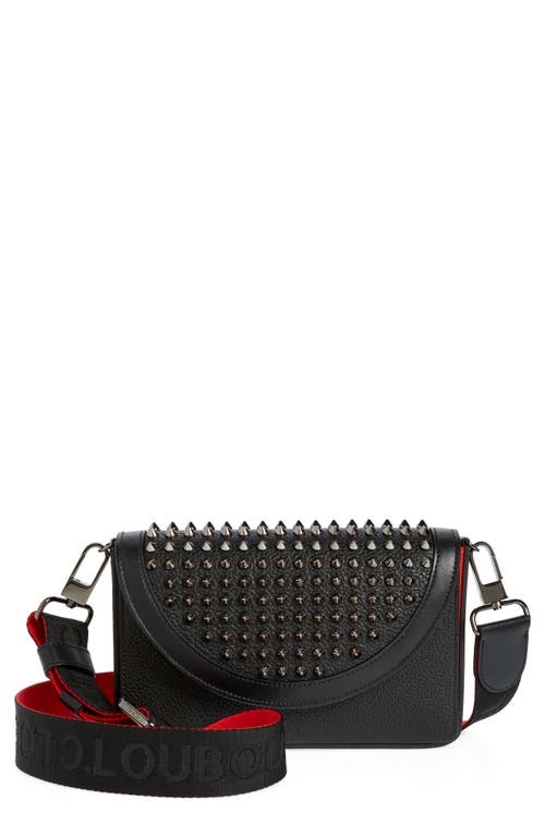 Christian Louboutin Explorafunk Spike Leather Wallet on a Strap in Black/Black/Gun Metal at Nordstrom