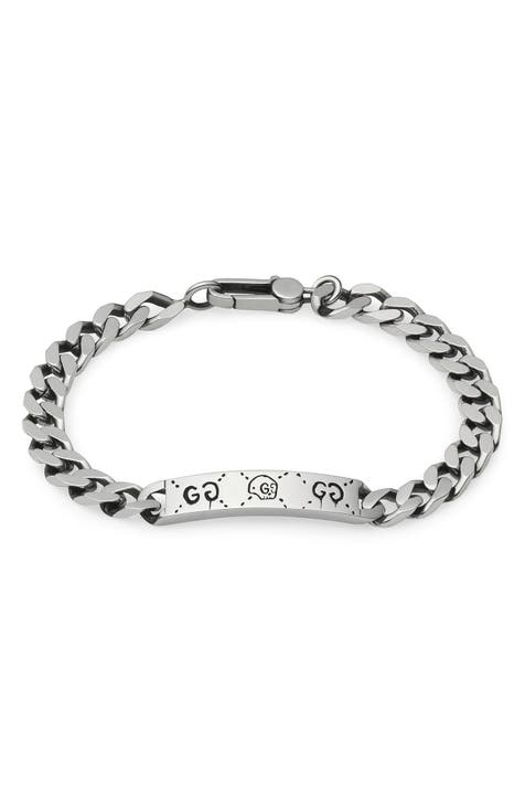 Men's Silver Ghost Chain ID Bracelet