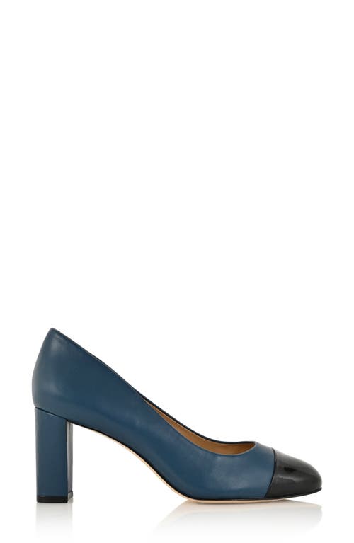 Joan Oloff Sandra Cap Toe Leather Pump In Indigo Blue Soft Lux Leather