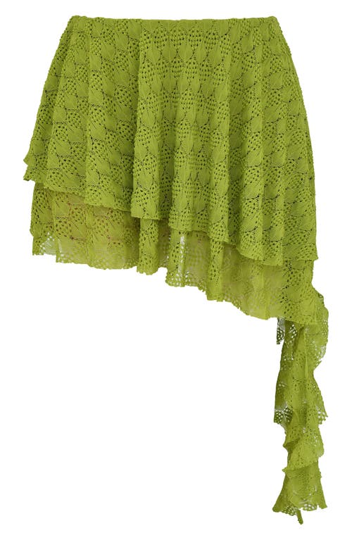 Mistress Rocks Layered Knit Miniskirt In Lime