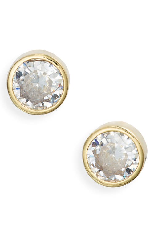 SHYMI Fancy Bezel Stud Earrings in Gold/White/round Cut at Nordstrom