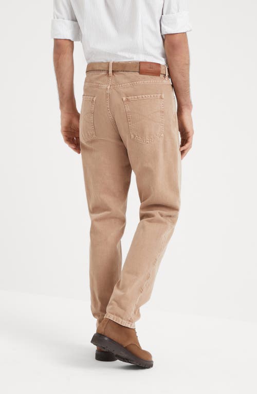 Shop Brunello Cucinelli Garment-dyed Iconic Fit Five-pocket Trousers In Camel