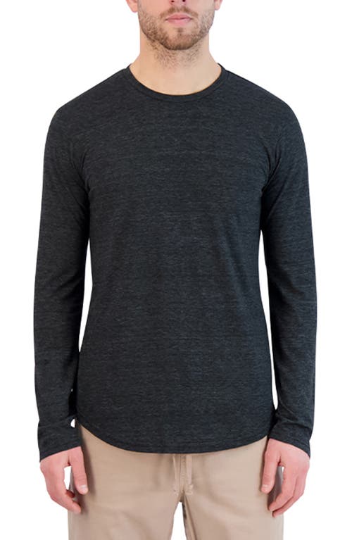 Goodlife Tri-Blend Long Sleeve Scallop Crew T-Shirt in Black