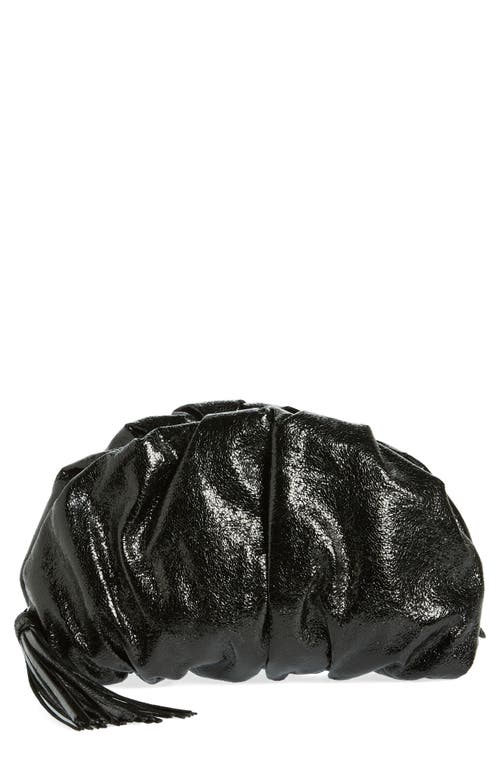 Rebecca Minkoff Ruched Faux Leather Clutch in Black Metallic at Nordstrom