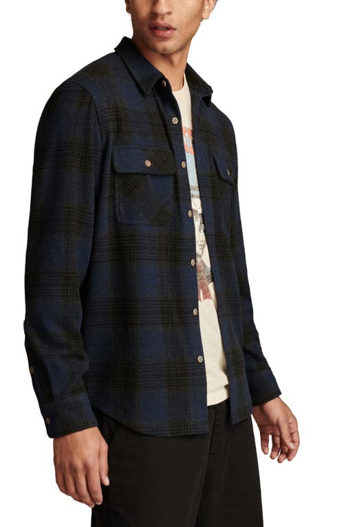 Shop Lucky Brand Brushed Jersey Button-up Shirt In Blue Multi