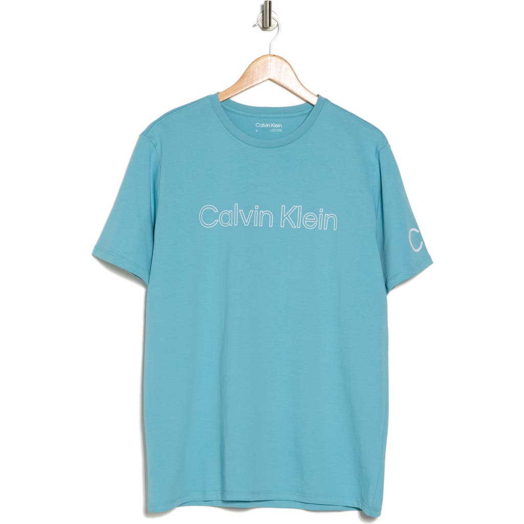 Calvin Klein Traveling Logo Graphic T-shirt In Stillwater