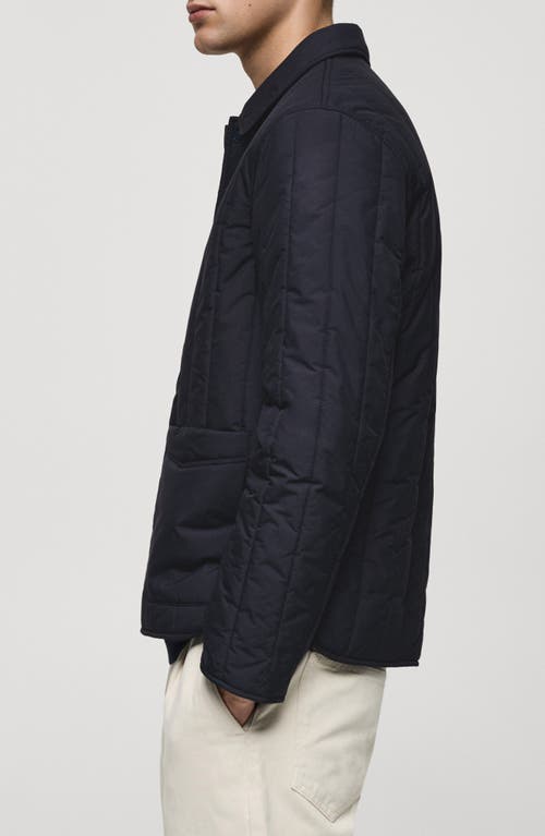 Mango Quilted Water Repellent Jacket In Dark Navy