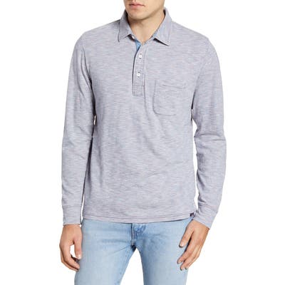 Faherty Stripe Long Sleeve Polo, Red