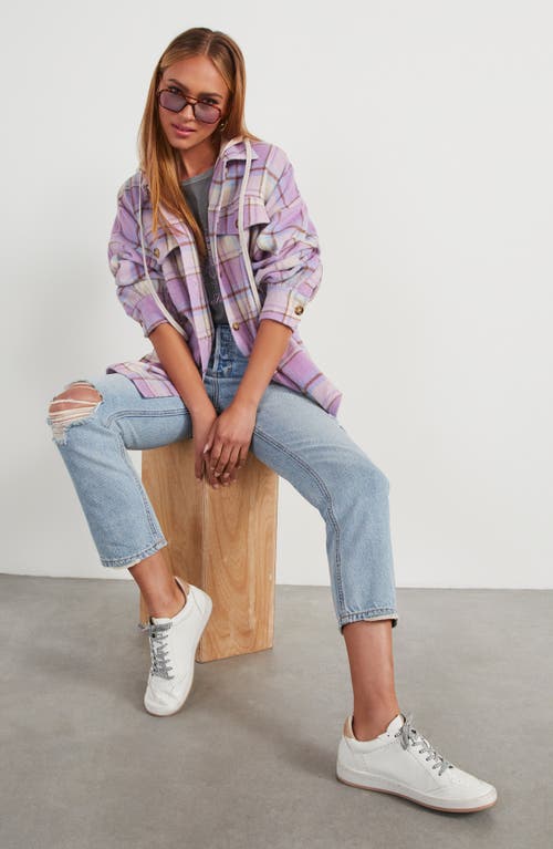 Shop Vici Collection Vaughn Plaid Hooded Shacket In Purple