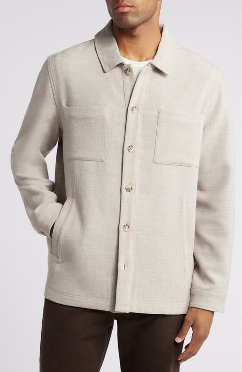 Shop Johnston & Murphy Heathered Double Cloth Shirt Jacket In Tan