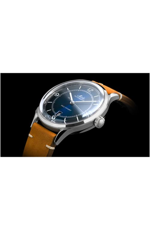 Shop Mido Multifort Pulsemeter Automatic Leather Strap Watch, 40mm In Brown/blue/silver