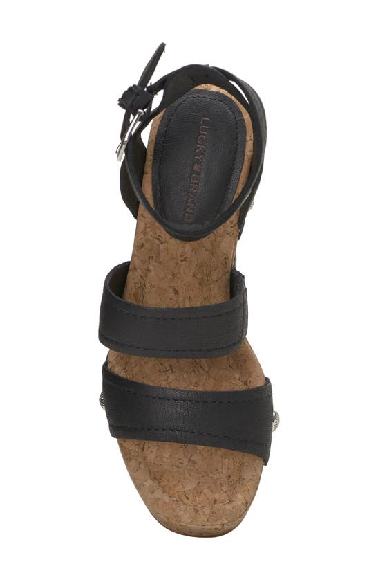 Shop Lucky Brand Valintina Ankle Strap Platform Wedge Sandal In Black