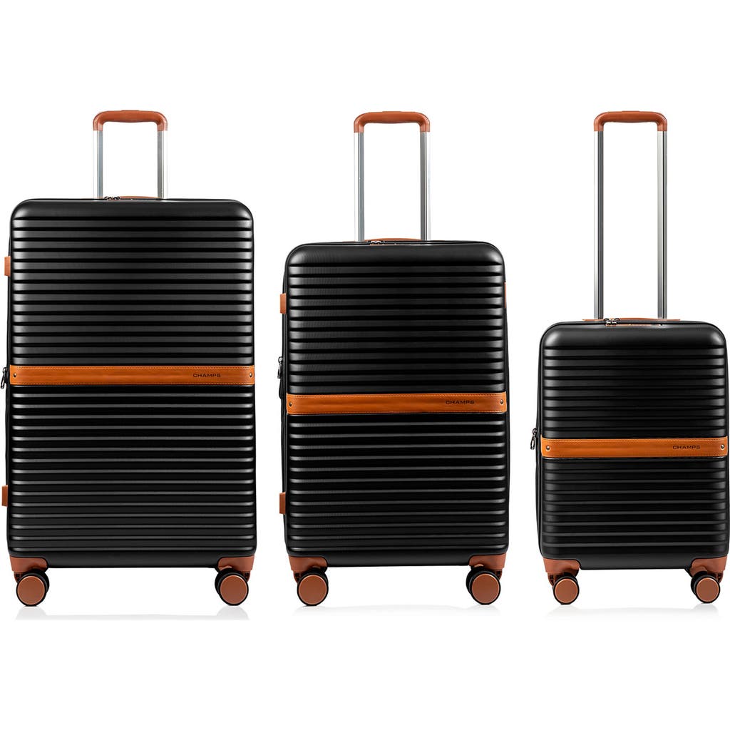 Champs Vintage Ii 3-piece Wheeled Luggage Set In Black
