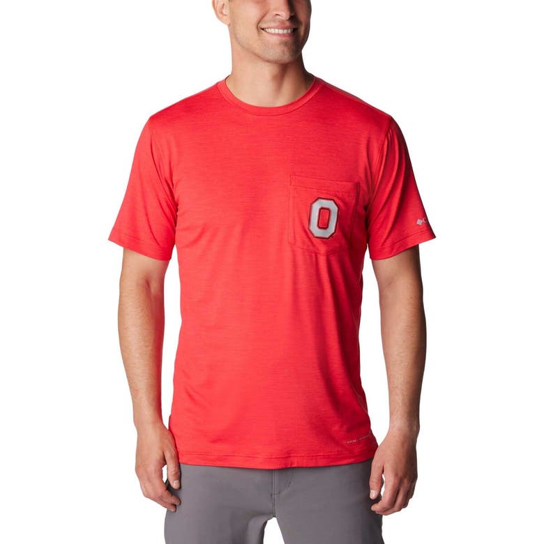 Shop Columbia Scarlet Ohio State Buckeyes Tech Trail Omni-wick T-shirt