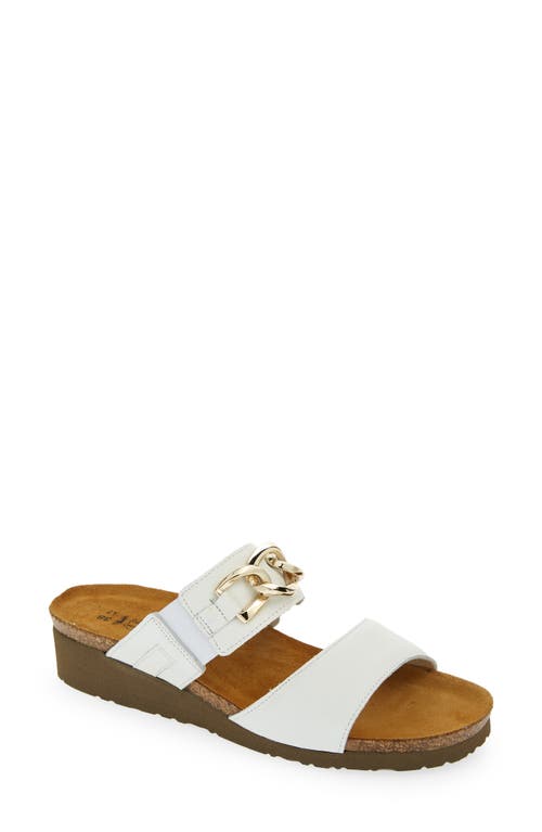 Victoria Wedge Slide Sandal in Soft White Leather
