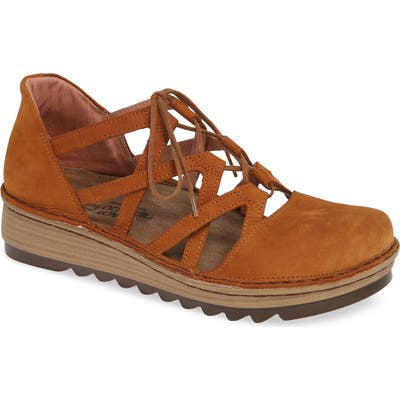 Naot Calathea Ghillie Laced Wedge, Yellow