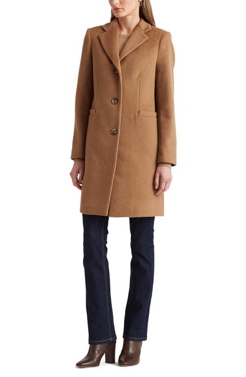 Shop Ralph Lauren Lauren  Plaid Wool Blend Reefer Coat In New Vicuna