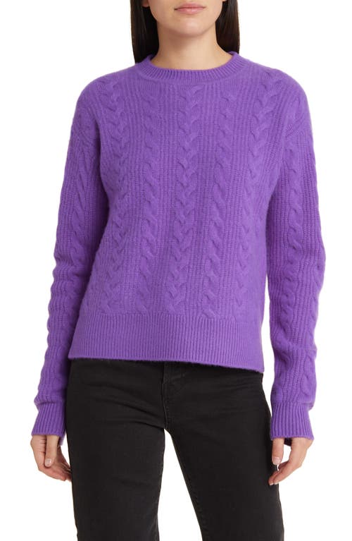 Nordstrom Signature Cable Knit Cashmere Crewneck Sweater in Purple Tilandia at Nordstrom, Size X-Small