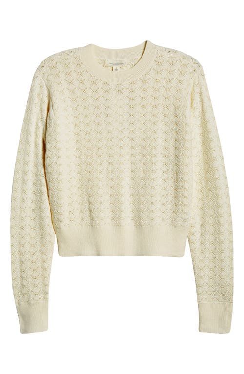 Shop Treasure & Bond Pointelle Crewneck Sweater In Ivory Egret