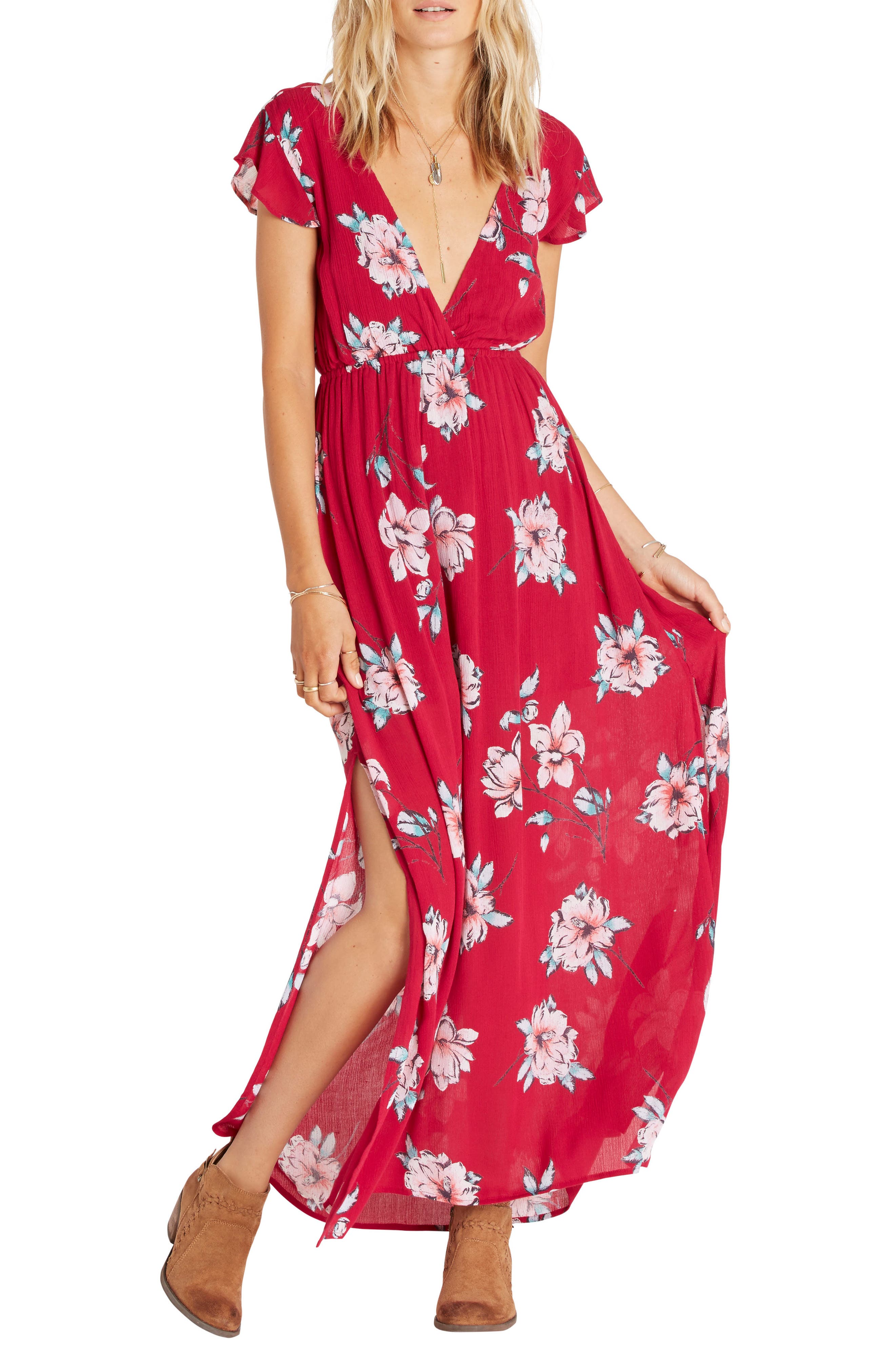 billabong red maxi dress