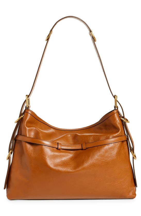 Shop Givenchy Medium Voyou Leather Hobo Bag In Soft Tan