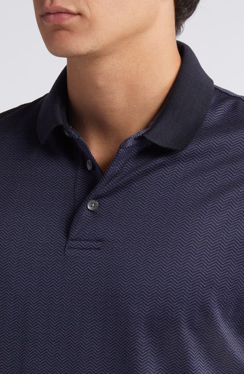 Shop Emporio Armani Chevron Lyocell & Cotton Polo In Navy