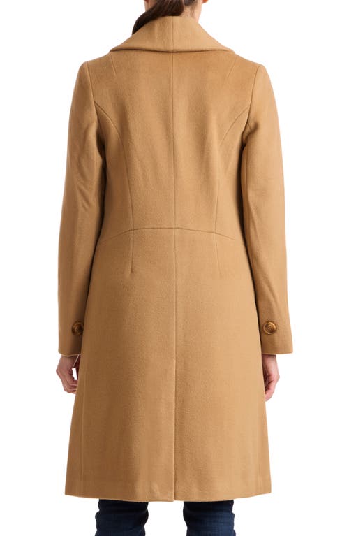 Sofia Cashmere Shawl Collar Wool Blend Coat In Camel