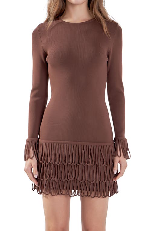 ENDLESS ROSE ENDLESS ROSE LOOP FRINGE LONG SLEEVE MINIDRESS 