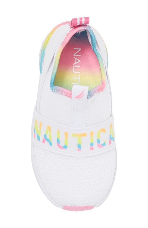 Shop Nautica Kids' Sloats Slip-on Sneaker In White/bright Gradient