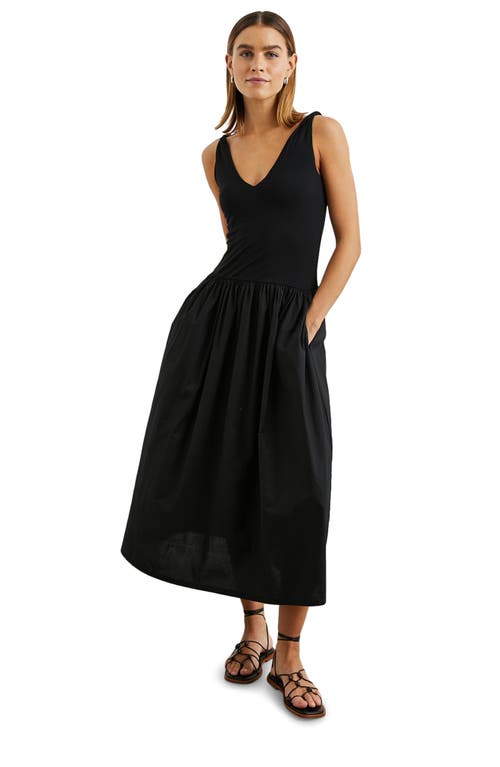 Shop Rails Franca Mixed Media Sleeveless Midi Dress In Black