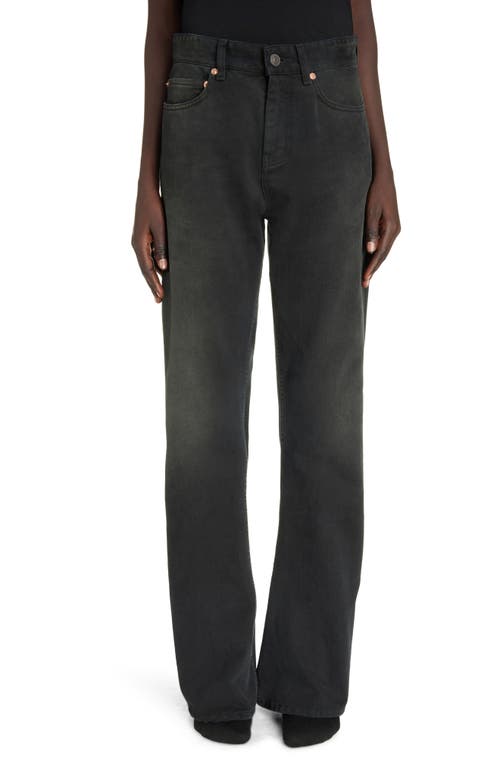 Balenciaga High Waist Denim Bootcut Pants in Sunbleached Black at Nordstrom, Size X-Small