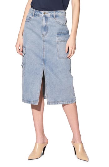 Walter Baker Women's Tally Denim Midi Skirt In Light Wash Denim