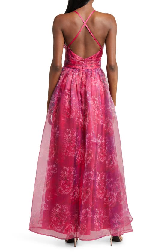 Lulus Romance That Wows Magenta Floral Print Organza Maxi Dress | ModeSens