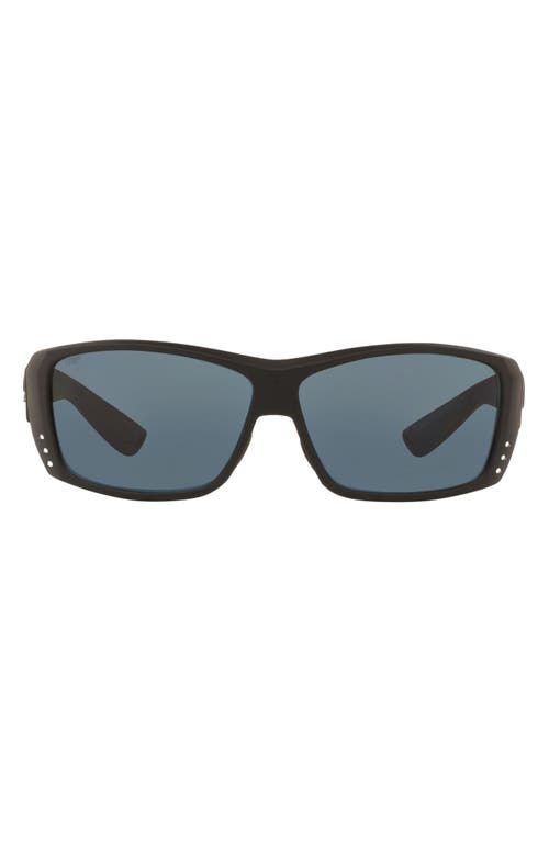 Costa Del Mar 61mm Polarized Rectangle Sunglasses in Dark Grey Black at Nordstrom