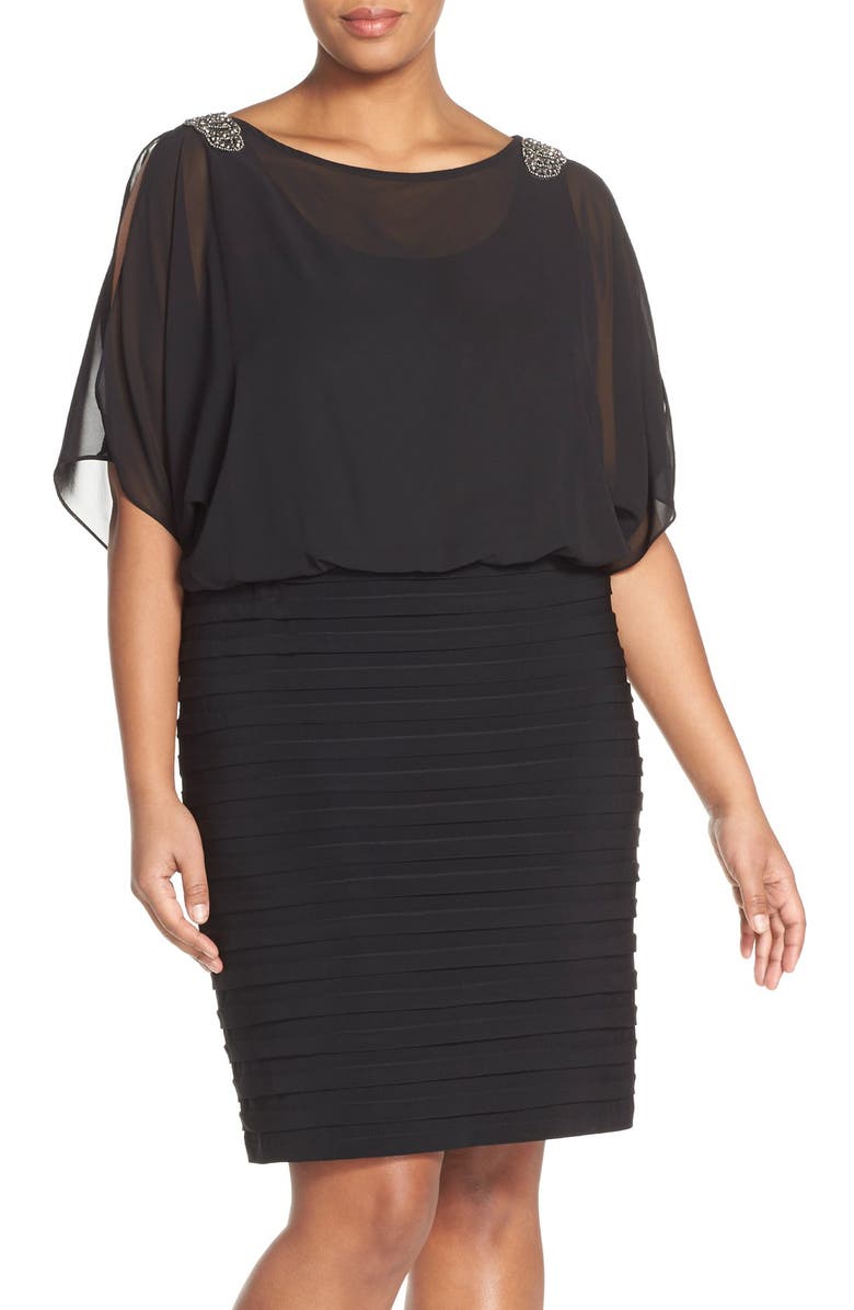 Xscape Beaded Cold Shoulder Dress (Plus Size) | Nordstrom