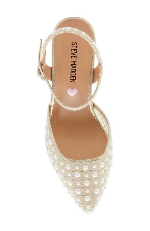 Steve Madden Jfinlee Ankle Strap Pointed Toe Pump In Champagne