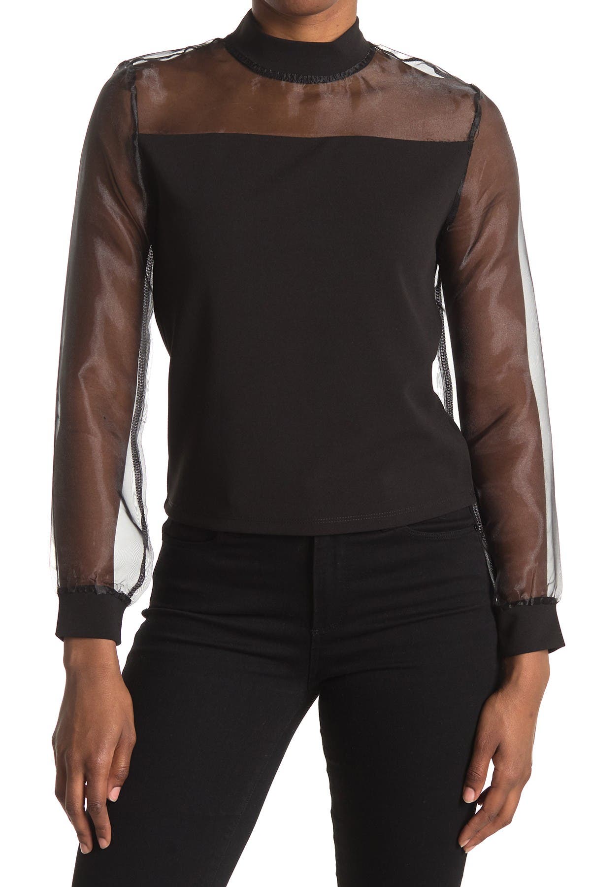 mock neck sheer top