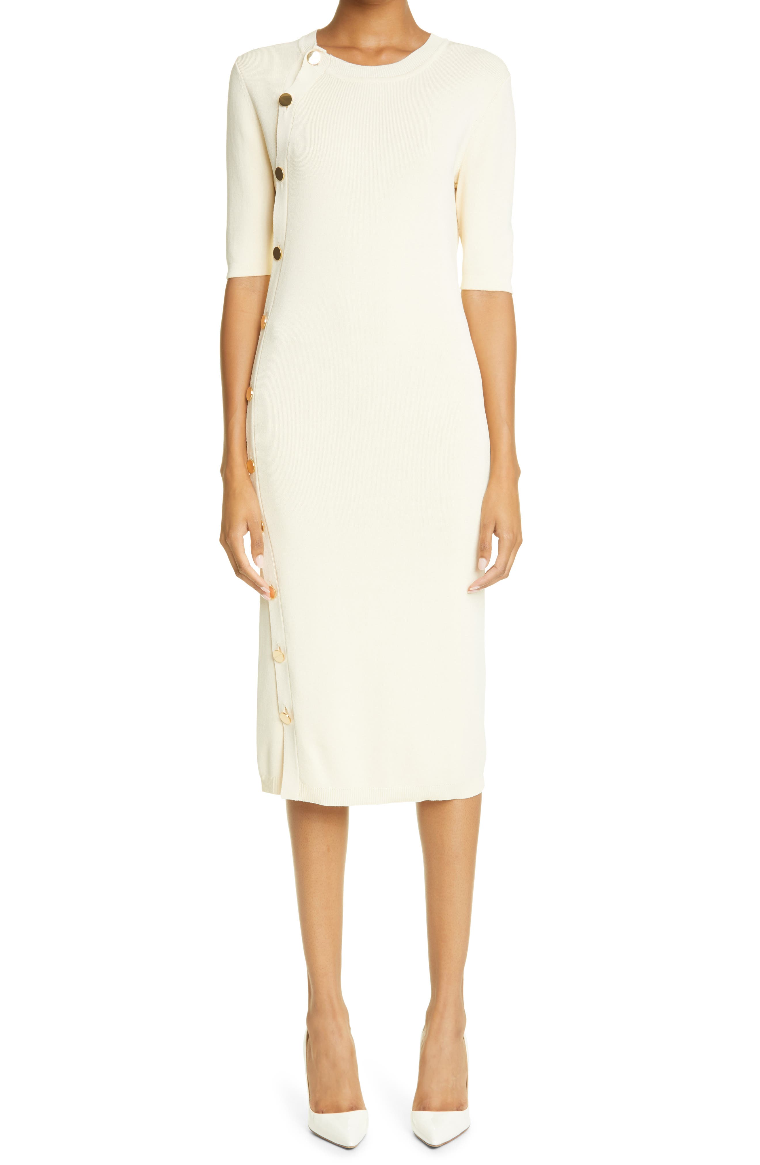 Altuzarra Topaz Side Button Shift Dress in Ivory at Nordstrom, Size Medium