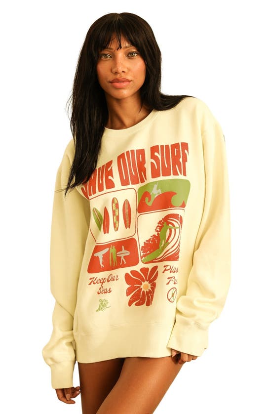 Shop Dippin Daisys Save Our Surf Long Sleeve Crewneck In Reef