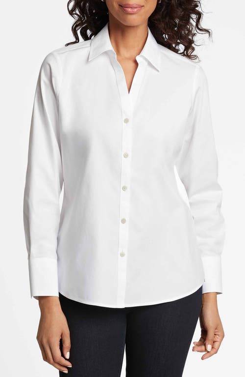 Foxcroft Mary Non-iron Cotton Oxford Button-up Shirt In White