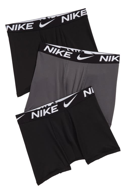 Shop Nike Kids' Essential Dri-fit Micro Assorted 3-pack Boxer Briefs In Black/dark Gray