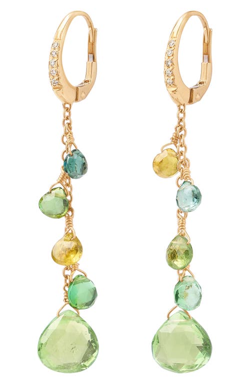 Marco Bicego Paradise Tourmaline Drop Earrings in Green/18K Yellow Gold 