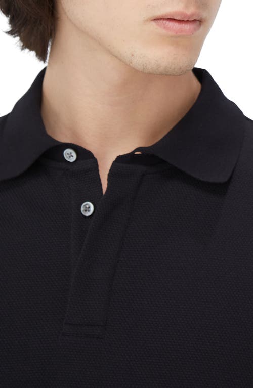 Shop Bugatchi Honeycomb Knit Long Sleeve Polo In Black