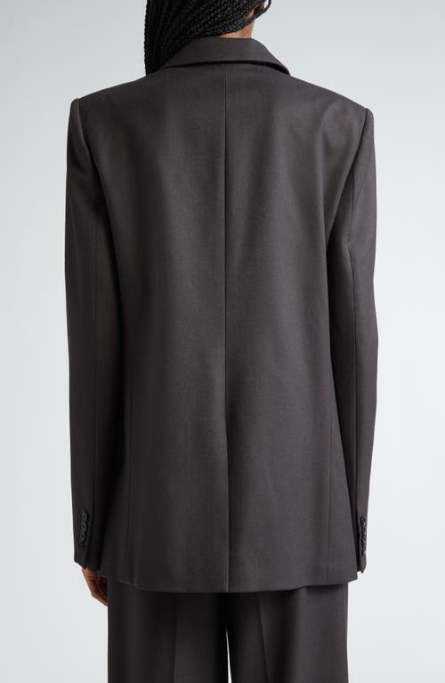 Shop Stella Mccartney Double Breasted Wool Gabardine Blazer In Dark Chocolate