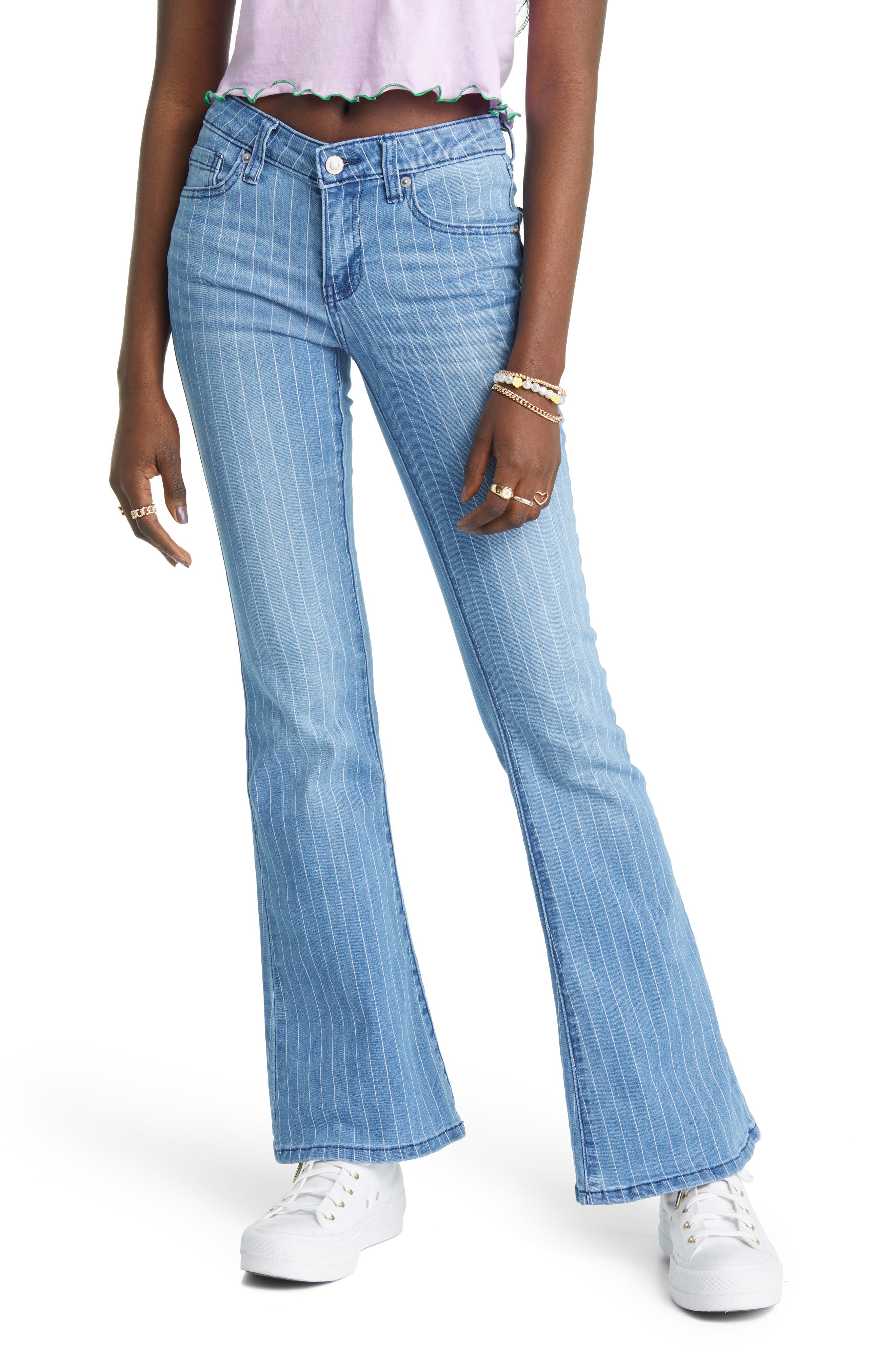 pinstripe flare jeans