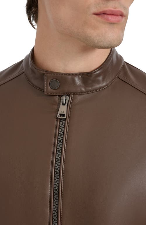 Kenneth Cole New York Faux Leather Moto Jacket In Brown